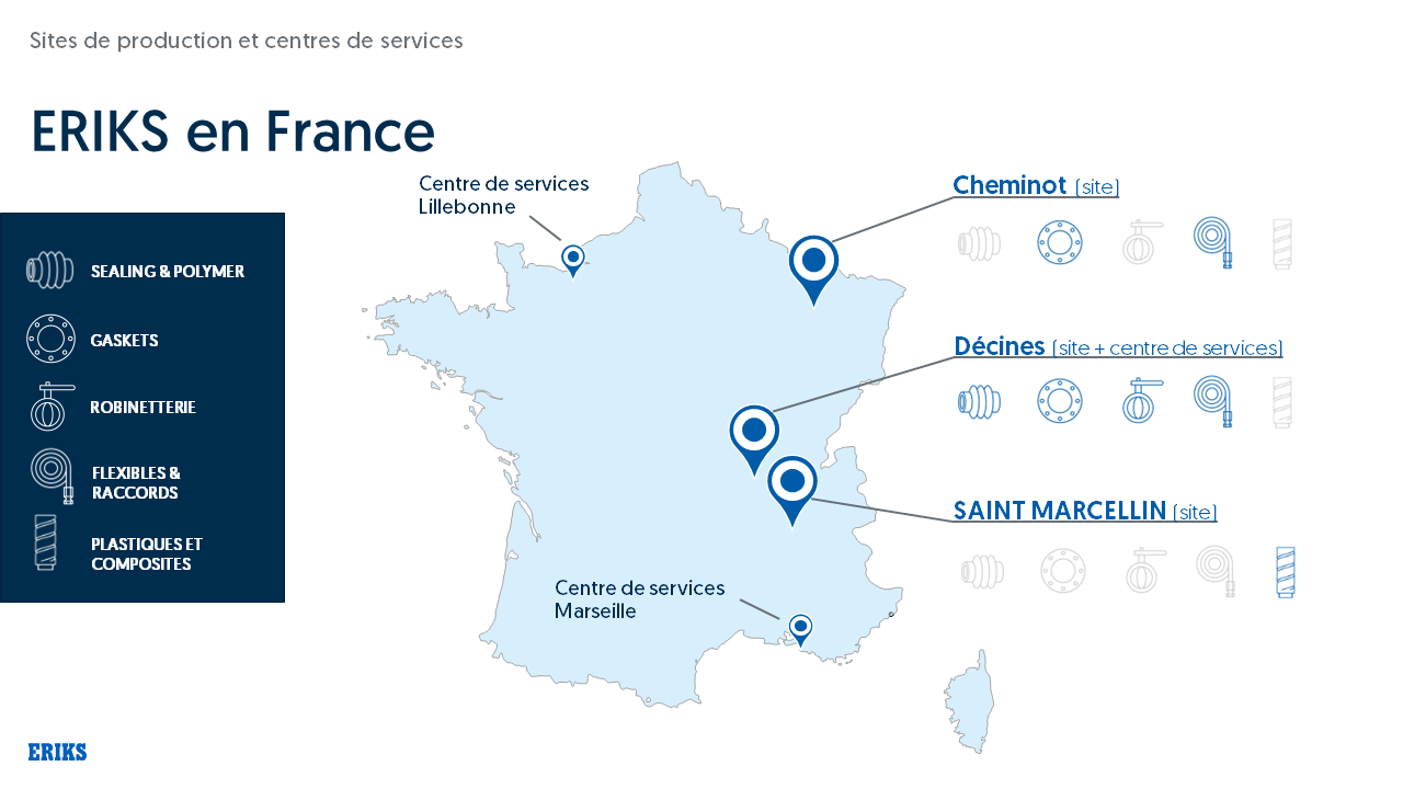 Carte des implantations ERIKS en France